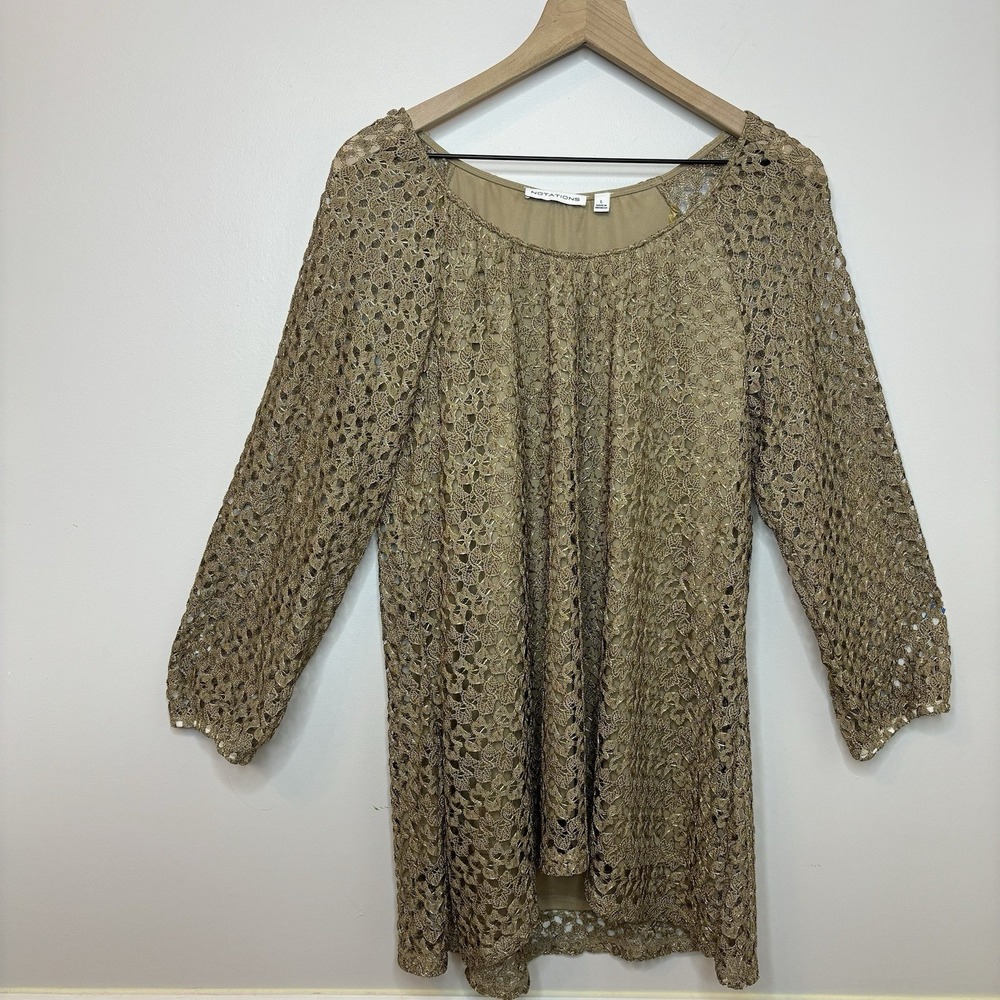 Crochet Mini‎ Dress Shift Large Boho Party Gold Fairy Going Out 60s Retro Glam
